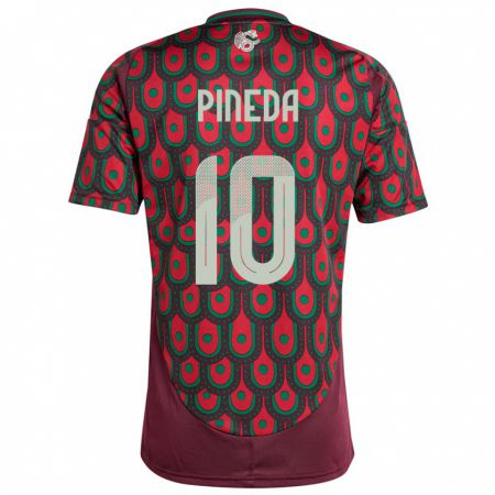 Kandiny Niño Camiseta México Orbelin Pineda #10 Granate 1ª Equipación 24-26 La Camisa Chile