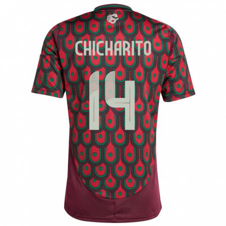 Kandiny Niño Camiseta México Chicharito #14 Granate 1ª Equipación 24-26 La Camisa Chile