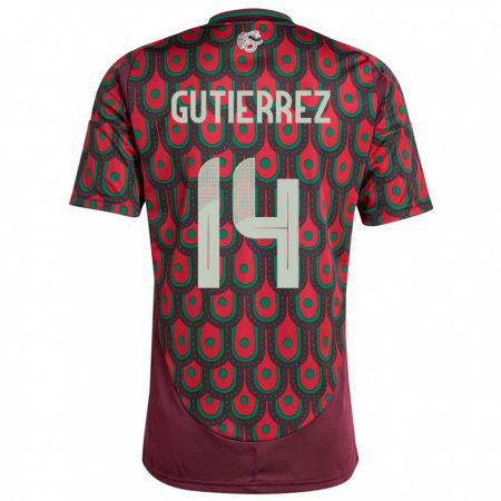Kandiny Niño Camiseta México Erick Gutierrez #14 Granate 1ª Equipación 24-26 La Camisa Chile