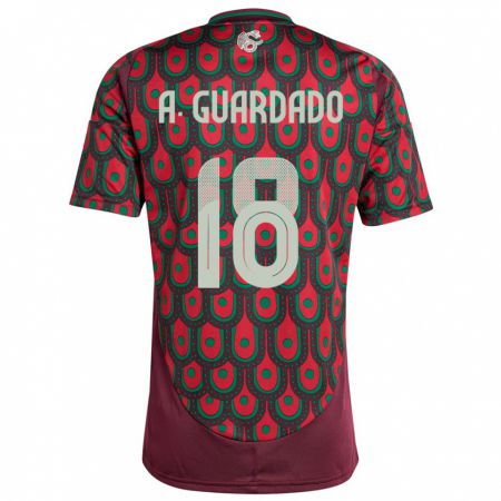 Kandiny Niño Camiseta México Andres Guardado #18 Granate 1ª Equipación 24-26 La Camisa Chile