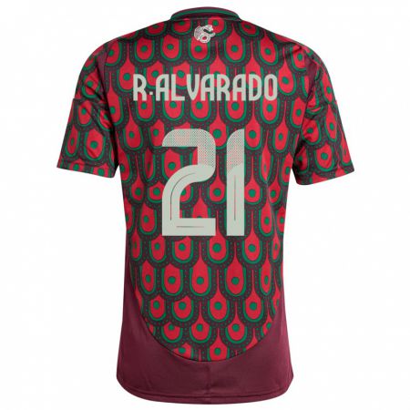 Kandiny Niño Camiseta México Roberto Alvarado #21 Granate 1ª Equipación 24-26 La Camisa Chile