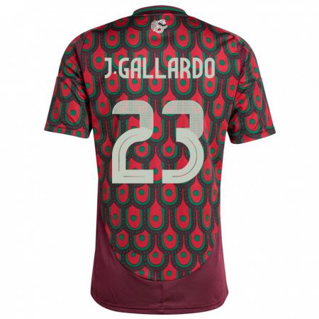 Kandiny Niño Camiseta México Jesus Gallardo #23 Granate 1ª Equipación 24-26 La Camisa Chile