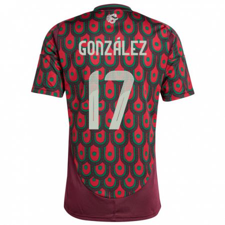 Kandiny Niño Camiseta México Alison Gonzalez #17 Granate 1ª Equipación 24-26 La Camisa Chile