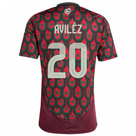 Kandiny Niño Camiseta México Aylin Avilez #20 Granate 1ª Equipación 24-26 La Camisa Chile