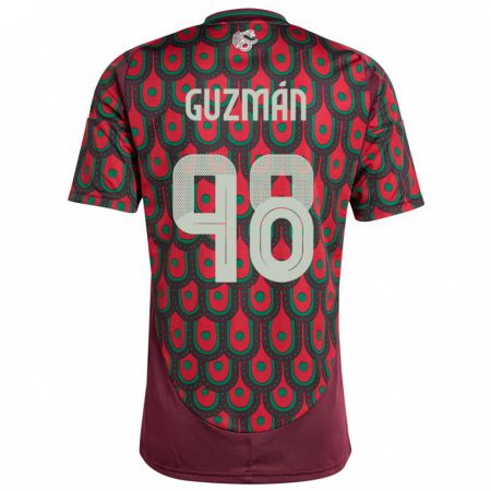 Kandiny Niño Camiseta México Kinberly Guzman #98 Granate 1ª Equipación 24-26 La Camisa Chile
