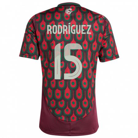 Kandiny Niño Camiseta México Jorge Rodriguez #15 Granate 1ª Equipación 24-26 La Camisa Chile