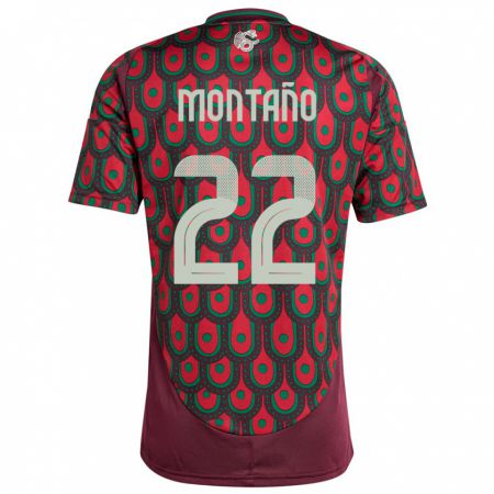 Kandiny Niño Camiseta México Andres Montano #22 Granate 1ª Equipación 24-26 La Camisa Chile