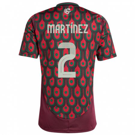 Kandiny Niño Camiseta México Emilio Martinez #2 Granate 1ª Equipación 24-26 La Camisa Chile
