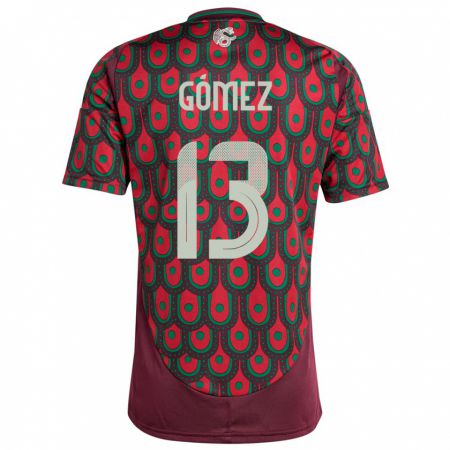 Kandiny Niño Camiseta México Diego Gomez #13 Granate 1ª Equipación 24-26 La Camisa Chile