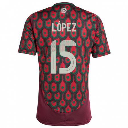 Kandiny Niño Camiseta México Everardo Lopez #15 Granate 1ª Equipación 24-26 La Camisa Chile