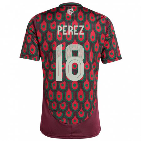 Kandiny Niño Camiseta México Jonathan Perez #18 Granate 1ª Equipación 24-26 La Camisa Chile
