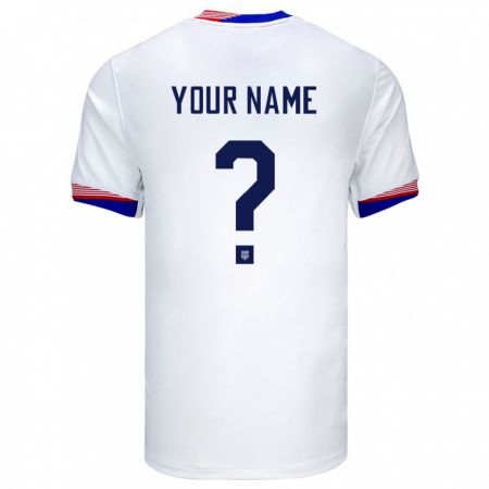 Kandiny Niño Camiseta Estados Unidos Su Nombre #0 Blanco 1ª Equipación 24-26 La Camisa Chile