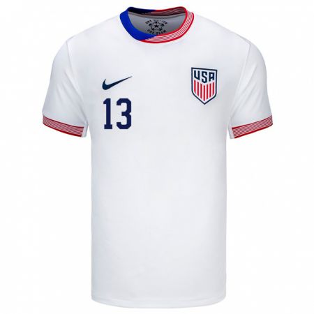 Kandiny Niño Camiseta Estados Unidos Jonathan Gomez #13 Blanco 1ª Equipación 24-26 La Camisa Chile