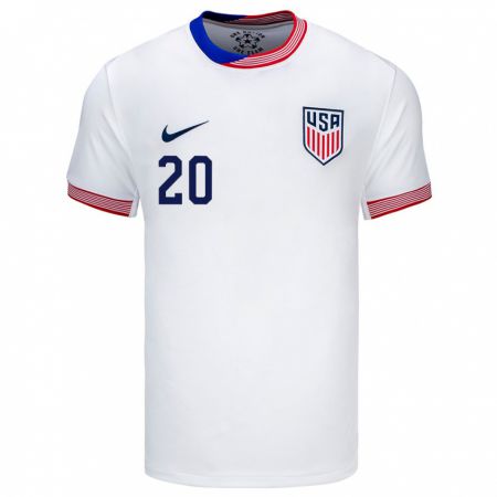 Kandiny Niño Camiseta Estados Unidos Caleb Wiley #20 Blanco 1ª Equipación 24-26 La Camisa Chile