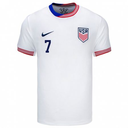 Kandiny Niño Camiseta Estados Unidos Giovanni Reyna #7 Blanco 1ª Equipación 24-26 La Camisa Chile