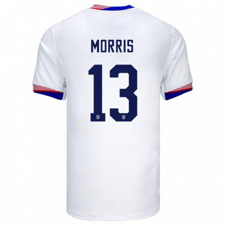 Kandiny Niño Camiseta Estados Unidos Jordan Morris #13 Blanco 1ª Equipación 24-26 La Camisa Chile