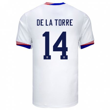 Kandiny Niño Camiseta Estados Unidos Luca De La Torre #14 Blanco 1ª Equipación 24-26 La Camisa Chile