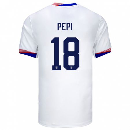 Kandiny Niño Camiseta Estados Unidos Ricardo Pepi #18 Blanco 1ª Equipación 24-26 La Camisa Chile