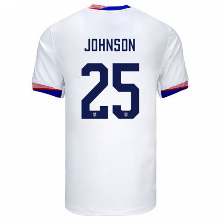 Kandiny Niño Camiseta Estados Unidos Sean Johnson #25 Blanco 1ª Equipación 24-26 La Camisa Chile