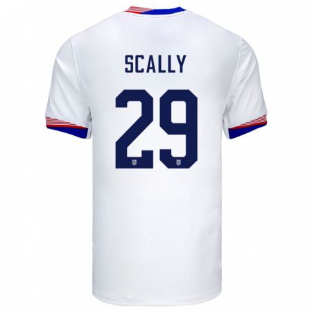 Kandiny Niño Camiseta Estados Unidos Joseph Scally #29 Blanco 1ª Equipación 24-26 La Camisa Chile