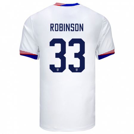 Kandiny Niño Camiseta Estados Unidos Antonee Robinson #33 Blanco 1ª Equipación 24-26 La Camisa Chile