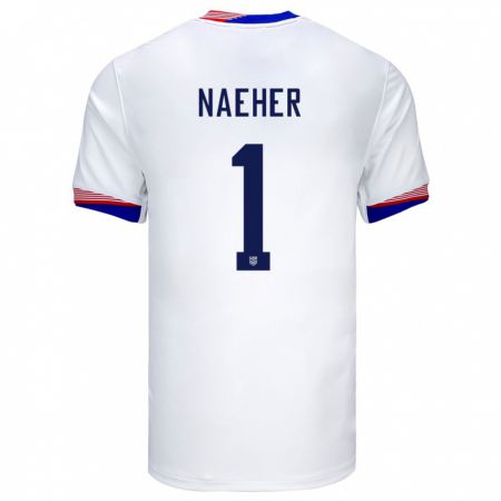 Kandiny Niño Camiseta Estados Unidos Alyssa Naeher #1 Blanco 1ª Equipación 24-26 La Camisa Chile