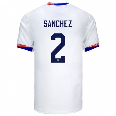 Kandiny Niño Camiseta Estados Unidos Ashley Sanchez #2 Blanco 1ª Equipación 24-26 La Camisa Chile