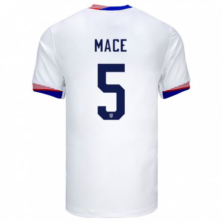 Kandiny Niño Camiseta Estados Unidos Hailie Mace #5 Blanco 1ª Equipación 24-26 La Camisa Chile