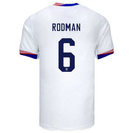 Kandiny Niño Camiseta Estados Unidos Trinity Rodman #6 Blanco 1ª Equipación 24-26 La Camisa Chile