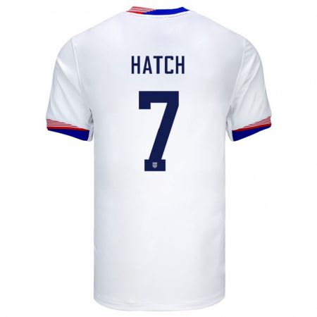 Kandiny Niño Camiseta Estados Unidos Ashley Hatch #7 Blanco 1ª Equipación 24-26 La Camisa Chile