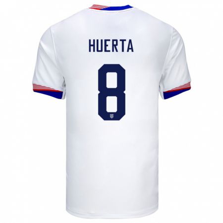 Kandiny Niño Camiseta Estados Unidos Sofia Huerta #8 Blanco 1ª Equipación 24-26 La Camisa Chile