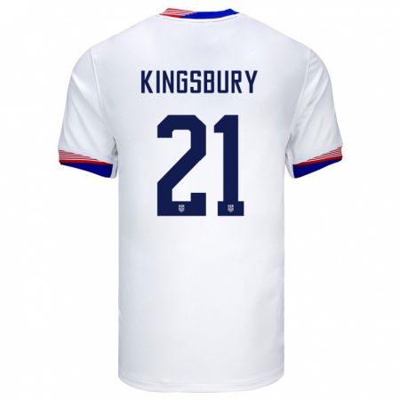 Kandiny Niño Camiseta Estados Unidos Aubrey Kingsbury #21 Blanco 1ª Equipación 24-26 La Camisa Chile