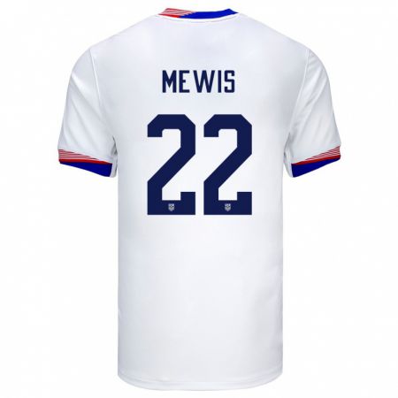 Kandiny Niño Camiseta Estados Unidos Kristie Mewis #22 Blanco 1ª Equipación 24-26 La Camisa Chile