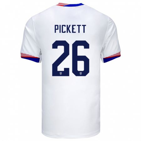 Kandiny Niño Camiseta Estados Unidos Carson Pickett #26 Blanco 1ª Equipación 24-26 La Camisa Chile