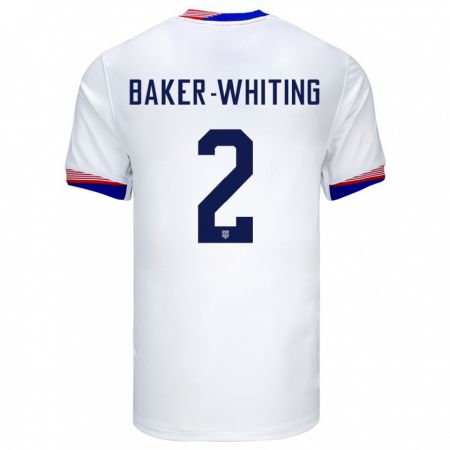 Kandiny Niño Camiseta Estados Unidos Reed Baker Whiting #2 Blanco 1ª Equipación 24-26 La Camisa Chile
