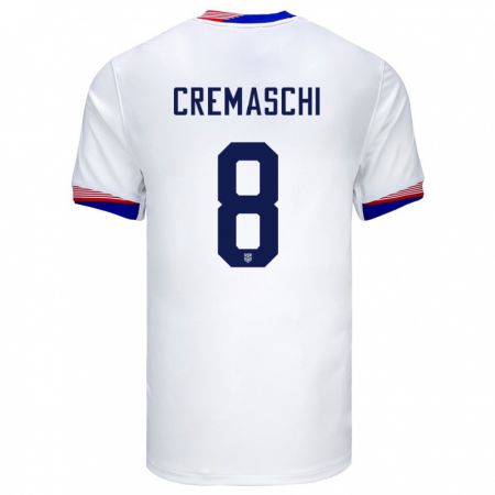 Kandiny Niño Camiseta Estados Unidos Benjamin Cremaschi #8 Blanco 1ª Equipación 24-26 La Camisa Chile