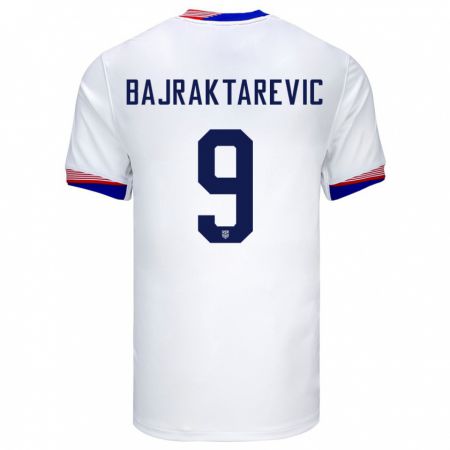 Kandiny Niño Camiseta Estados Unidos Esmir Bajraktarevic #9 Blanco 1ª Equipación 24-26 La Camisa Chile