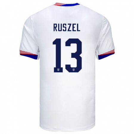 Kandiny Niño Camiseta Estados Unidos Marcel Ruszel #13 Blanco 1ª Equipación 24-26 La Camisa Chile