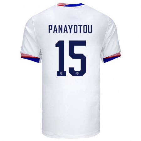 Kandiny Niño Camiseta Estados Unidos Jack Panayotou #15 Blanco 1ª Equipación 24-26 La Camisa Chile
