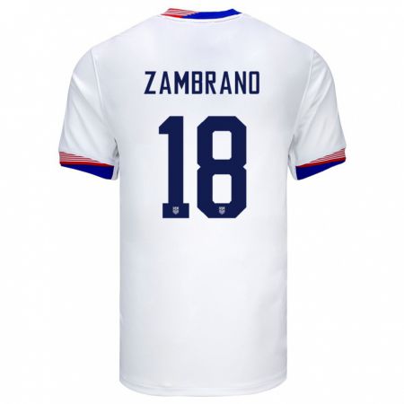 Kandiny Niño Camiseta Estados Unidos Marcos Zambrano #18 Blanco 1ª Equipación 24-26 La Camisa Chile