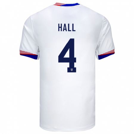 Kandiny Niño Camiseta Estados Unidos Tyler Hall #4 Blanco 1ª Equipación 24-26 La Camisa Chile