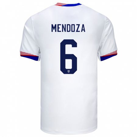 Kandiny Niño Camiseta Estados Unidos Edwyn Mendoza #6 Blanco 1ª Equipación 24-26 La Camisa Chile