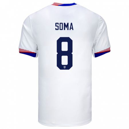 Kandiny Niño Camiseta Estados Unidos Pedro Soma #8 Blanco 1ª Equipación 24-26 La Camisa Chile