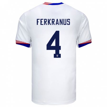 Kandiny Niño Camiseta Estados Unidos Marcus Ferkranus #4 Blanco 1ª Equipación 24-26 La Camisa Chile