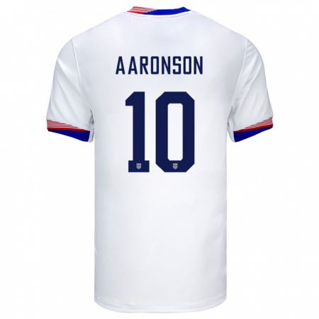Kandiny Niño Camiseta Estados Unidos Paxten Aaronson #10 Blanco 1ª Equipación 24-26 La Camisa Chile
