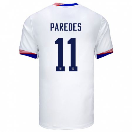 Kandiny Niño Camiseta Estados Unidos Kevin Paredes #11 Blanco 1ª Equipación 24-26 La Camisa Chile