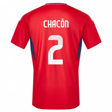 Kandiny Niño Camiseta Costa Rica Daniel Chacon #2 Rojo 1ª Equipación 24-26 La Camisa Chile
