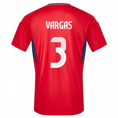 Kandiny Niño Camiseta Costa Rica Juan Pablo Vargas #3 Rojo 1ª Equipación 24-26 La Camisa Chile