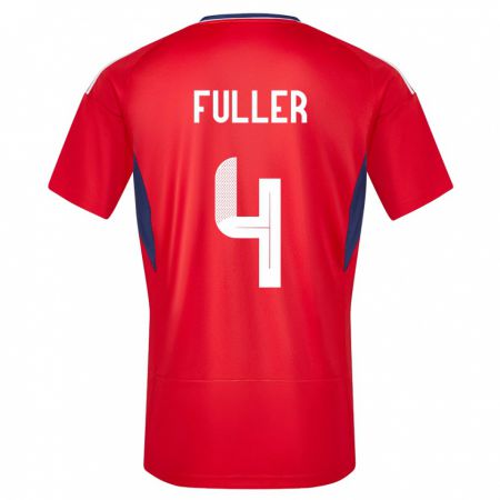 Kandiny Niño Camiseta Costa Rica Keysher Fuller #4 Rojo 1ª Equipación 24-26 La Camisa Chile