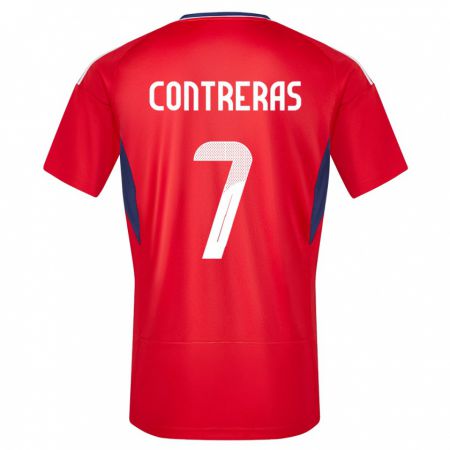 Kandiny Niño Camiseta Costa Rica Anthony Contreras #7 Rojo 1ª Equipación 24-26 La Camisa Chile